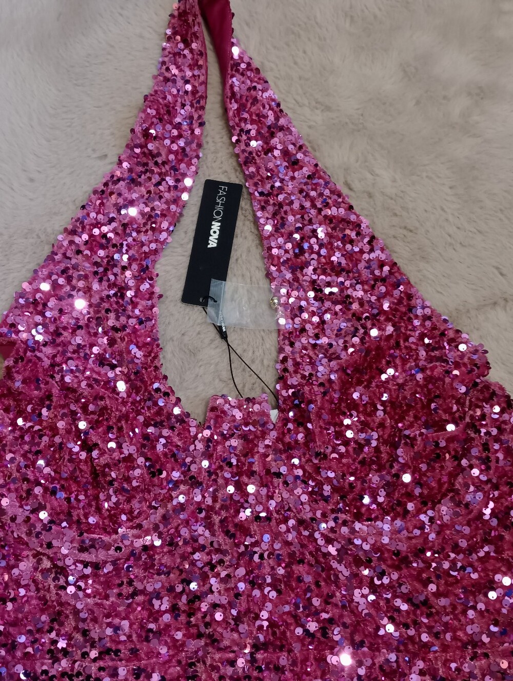 Fashion Nova Vera Velvet Sequin Mini Dress